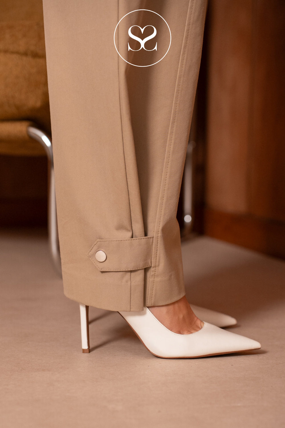 Sheneil Studios Beige Balloon Pants with bottom tie for women- P26020