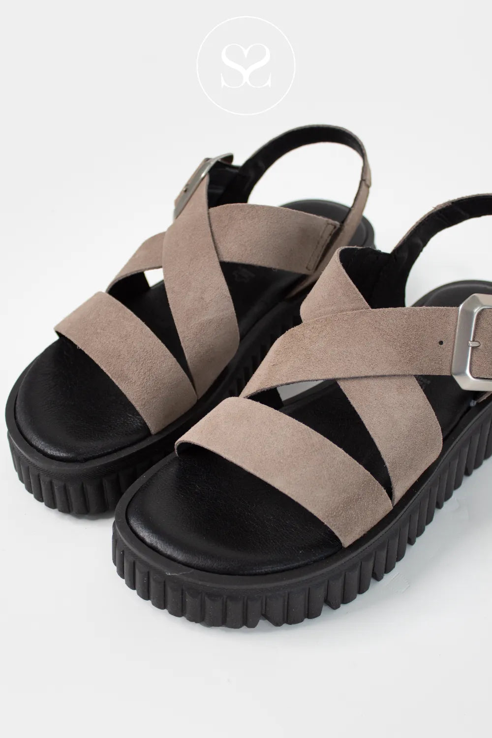 Tamaris Taupe Chunky Gladiator Flatform Sandals 1-28705-44