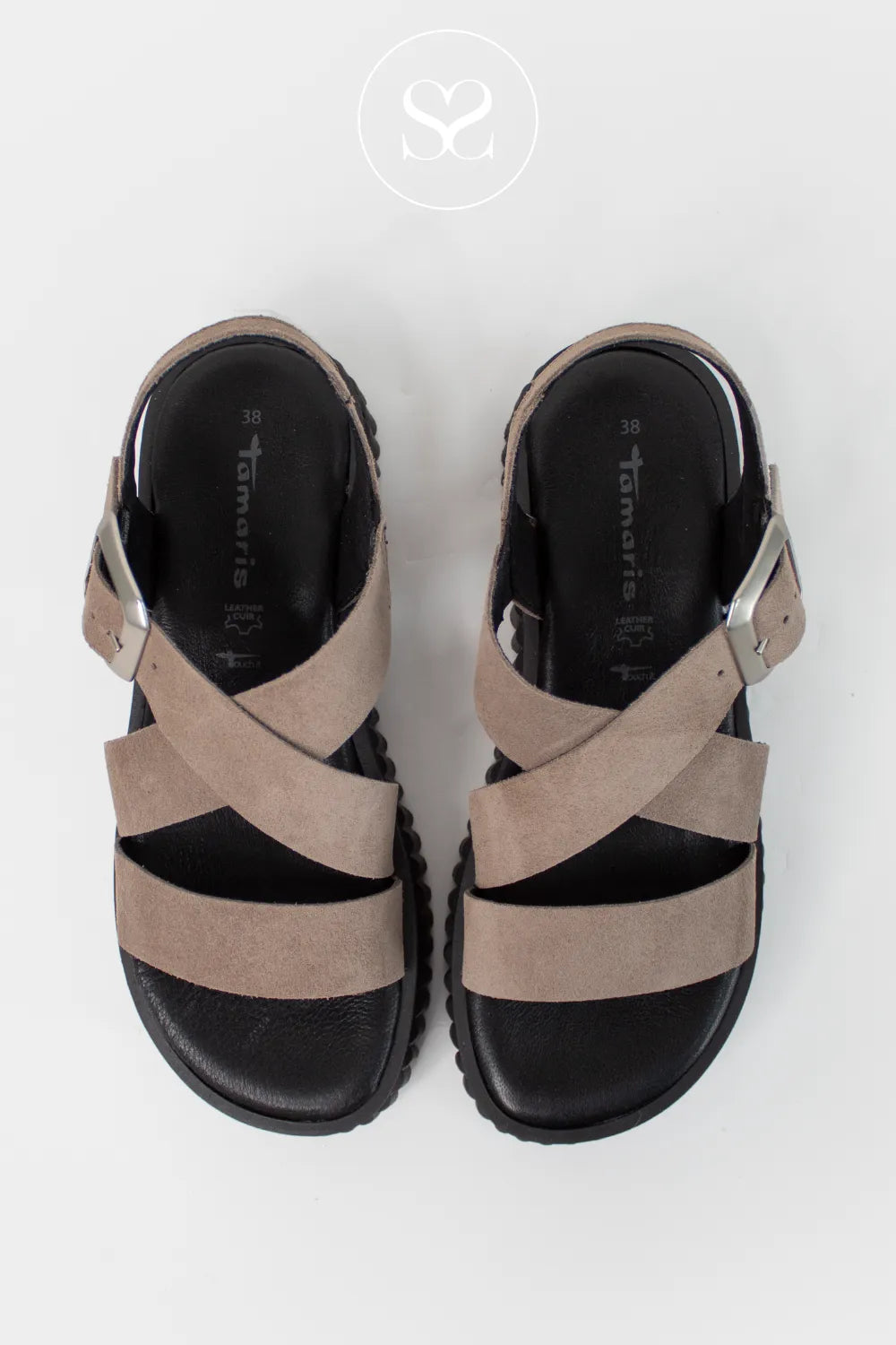Tamaris Taupe Chunky Gladiator Flatform Sandals 1-28705-44