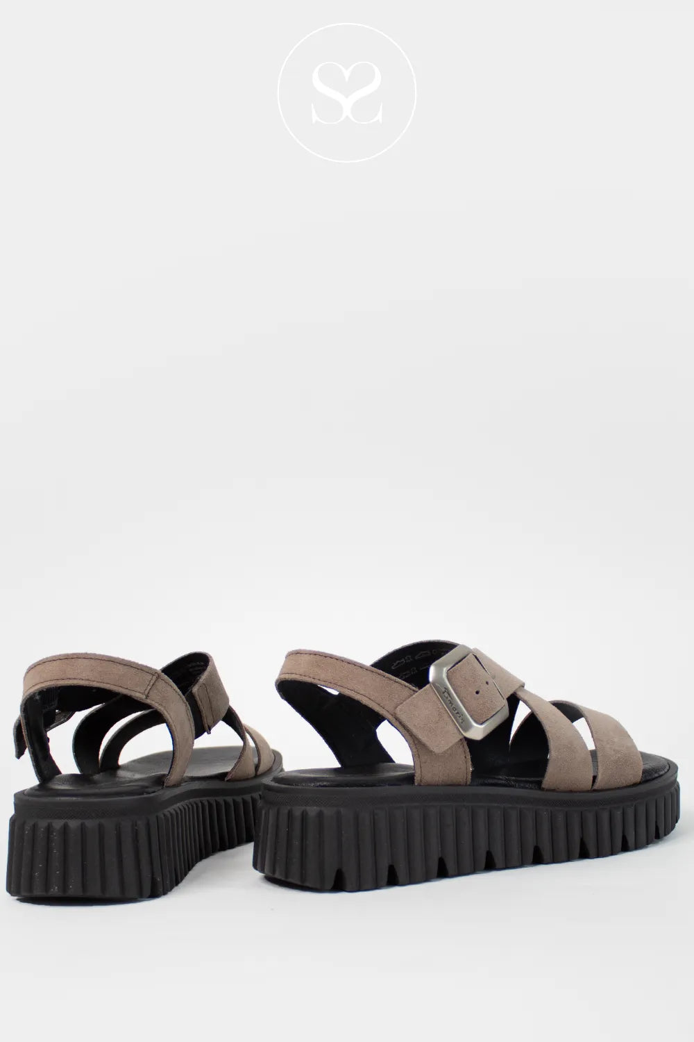 Tamaris Taupe Chunky Gladiator Flatform Sandals 1-28705-44