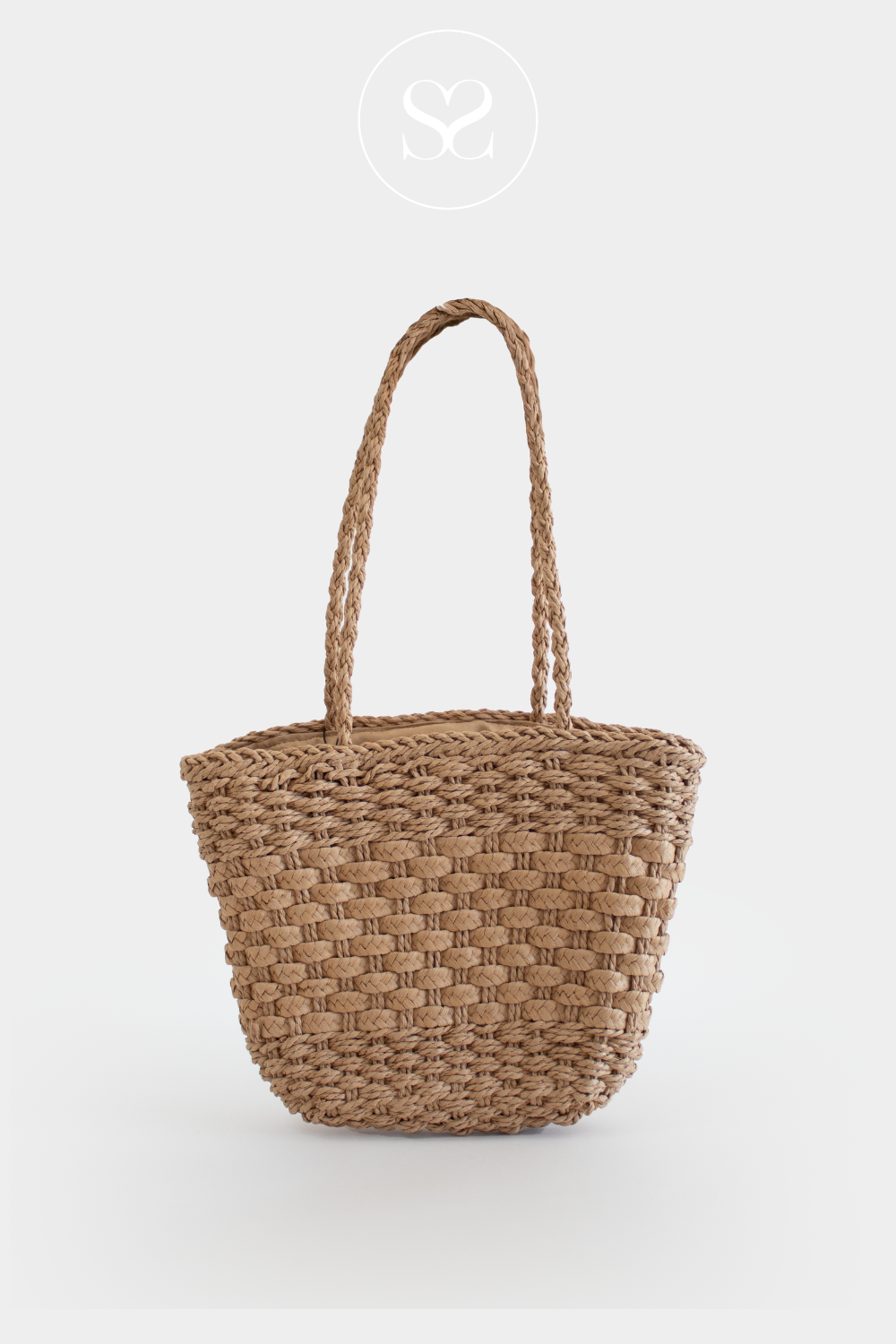 2334 CAMEL SMALL WOVEN SHOPPER HANDBAG