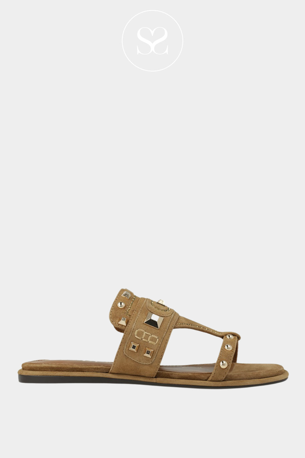 LODI Camel Suede Slider Sandals - Auriga Ireland