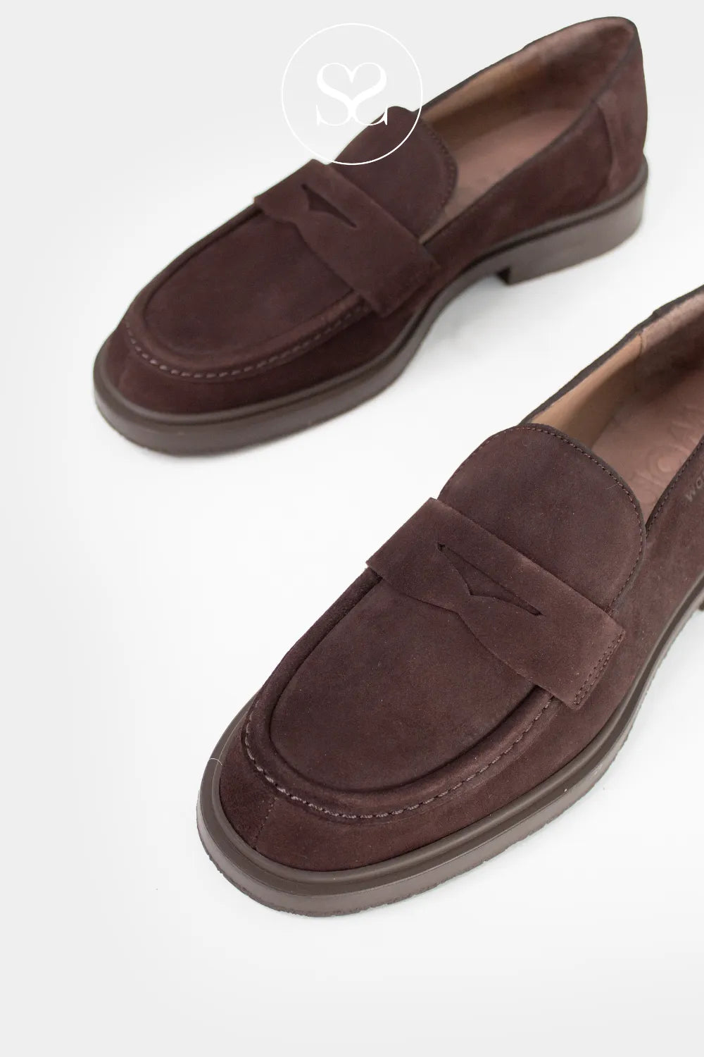WONDERS CHOCOLATE BROWN SUEDE CHUNKY LOAFERS B-9104/B-9140