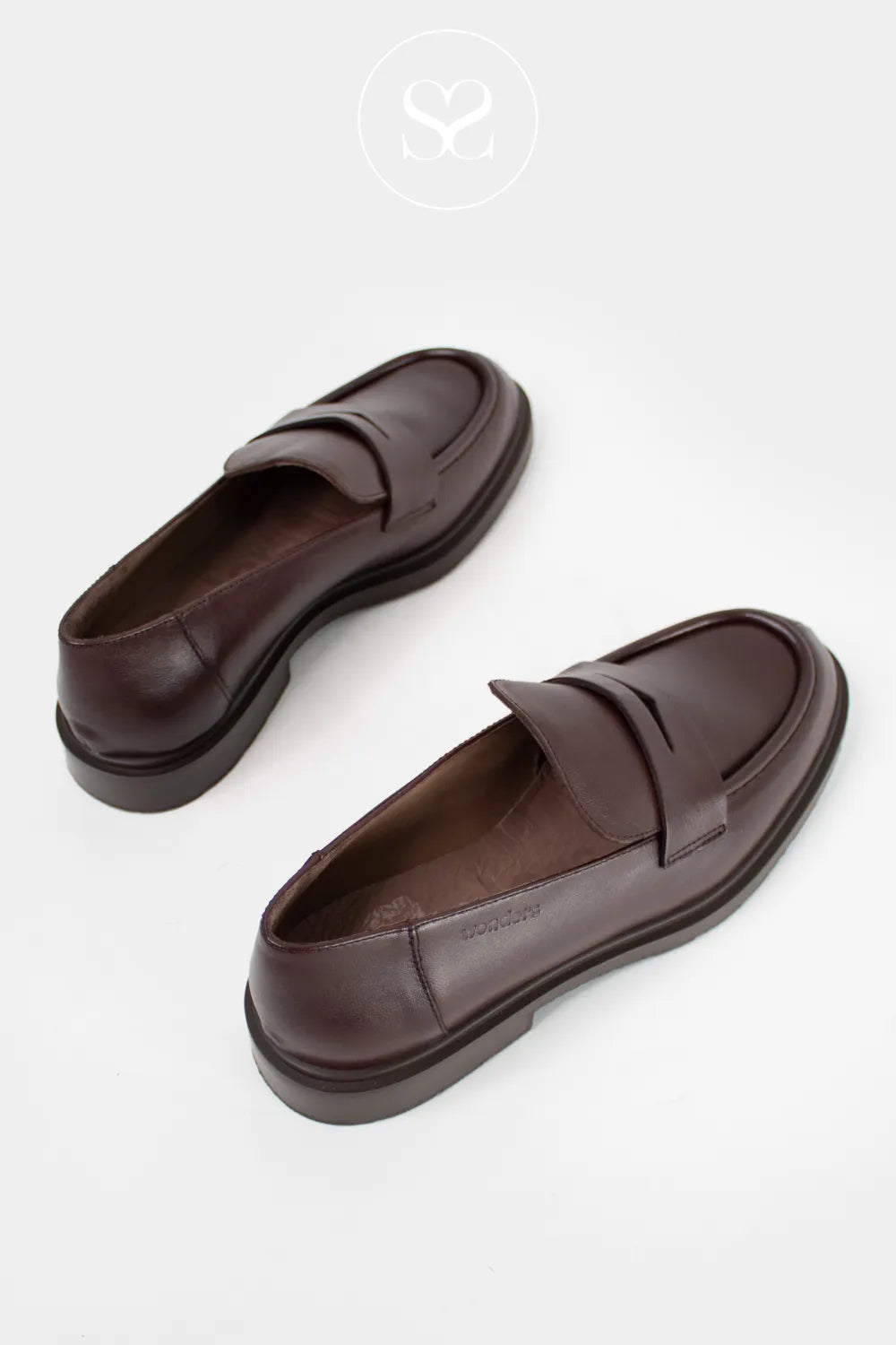WONDERS BROWN LEATHER CHUNKY LOAFERS B-9104/B-9140