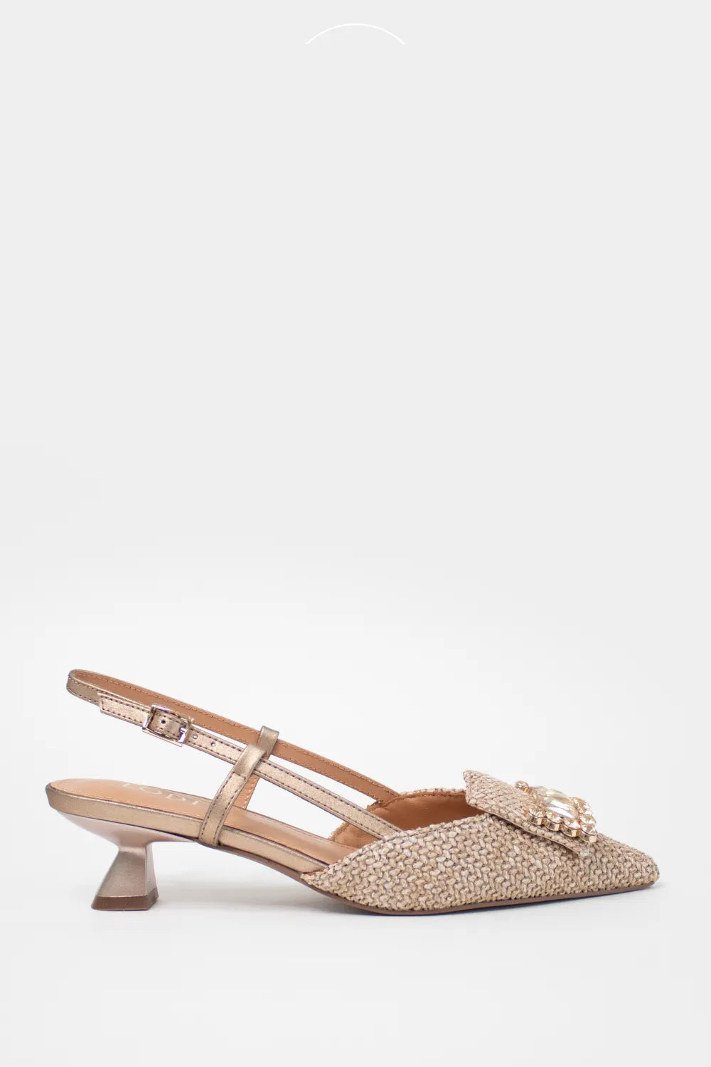 Lodi Gold Woven Kitten Heel Shoes - A-Casiopea