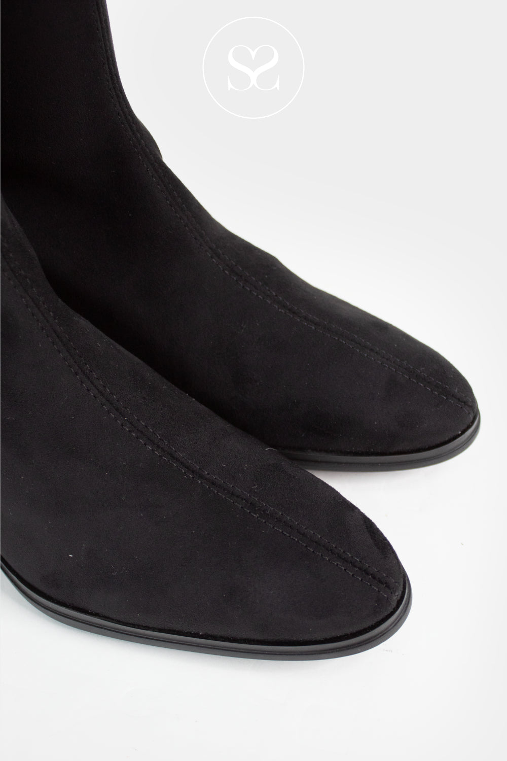  Black Suede Knee High Sock Boots - 78202 - Miss Elastic 