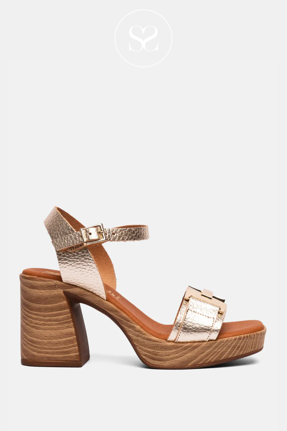 OH MY SANDALS 5636 GOLD BLOCK HEEL PLATFORM SANDAL