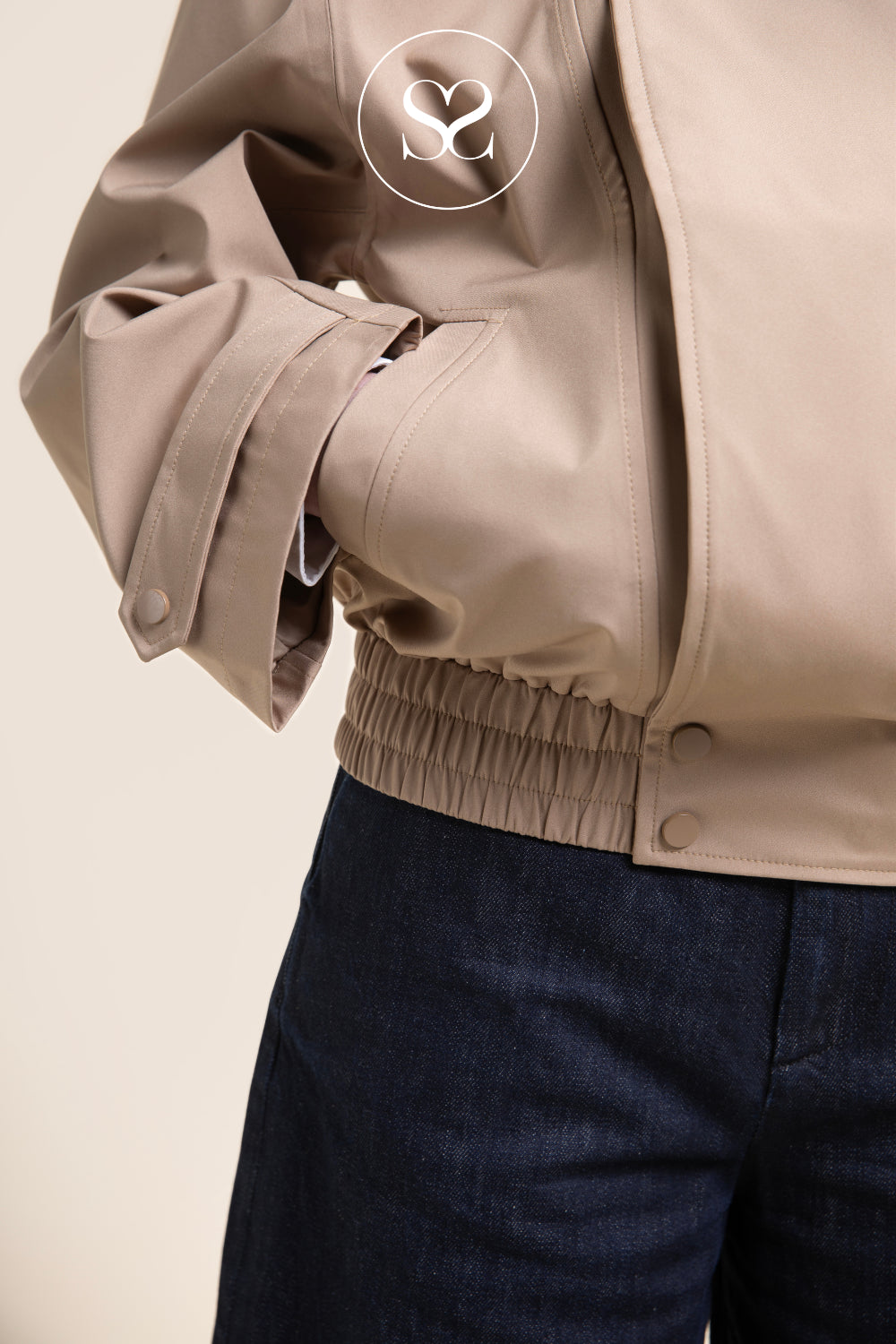 Flotte Beige Waterproof Jacket With Funnel Neck  - Rivoli