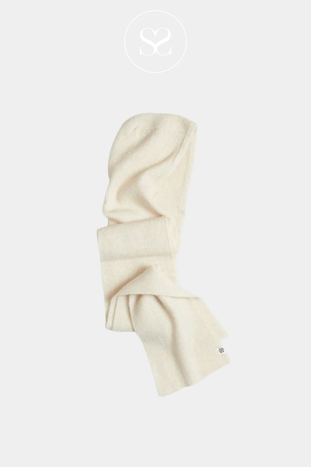 MOSS COPENHAGEN CREAM HOOD SCARF - HOPE FOR WOMEN EVERYDAY SCARF Cozy hood for extra warmth and coverage and Soft knitted fabric crafted with a premium wool and alpaca blend