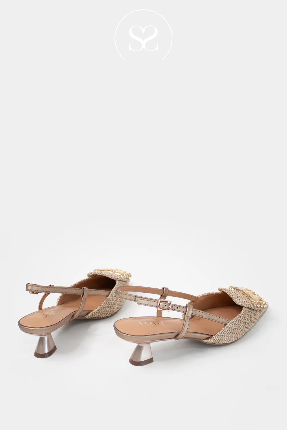 Lodi Gold Woven Kitten Heel Shoes - A-Casiopea