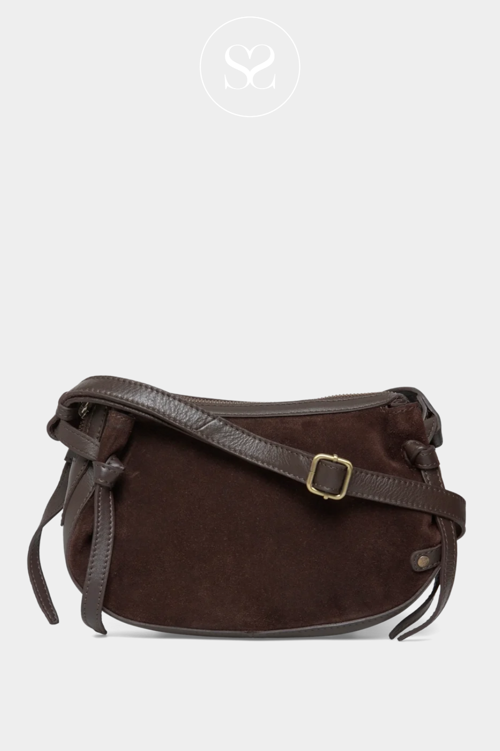 DEPECHE CHOCOLATE BROWN SUEDE CROSSBODY BAG - 16648 IRELAND