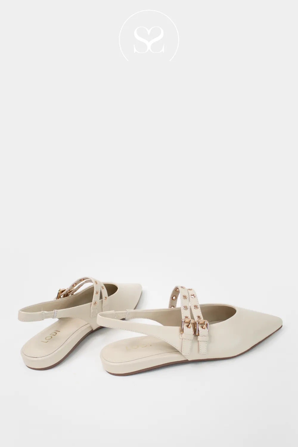 Lodi Cream Pointed Double Strap Pumps - A-Soria
