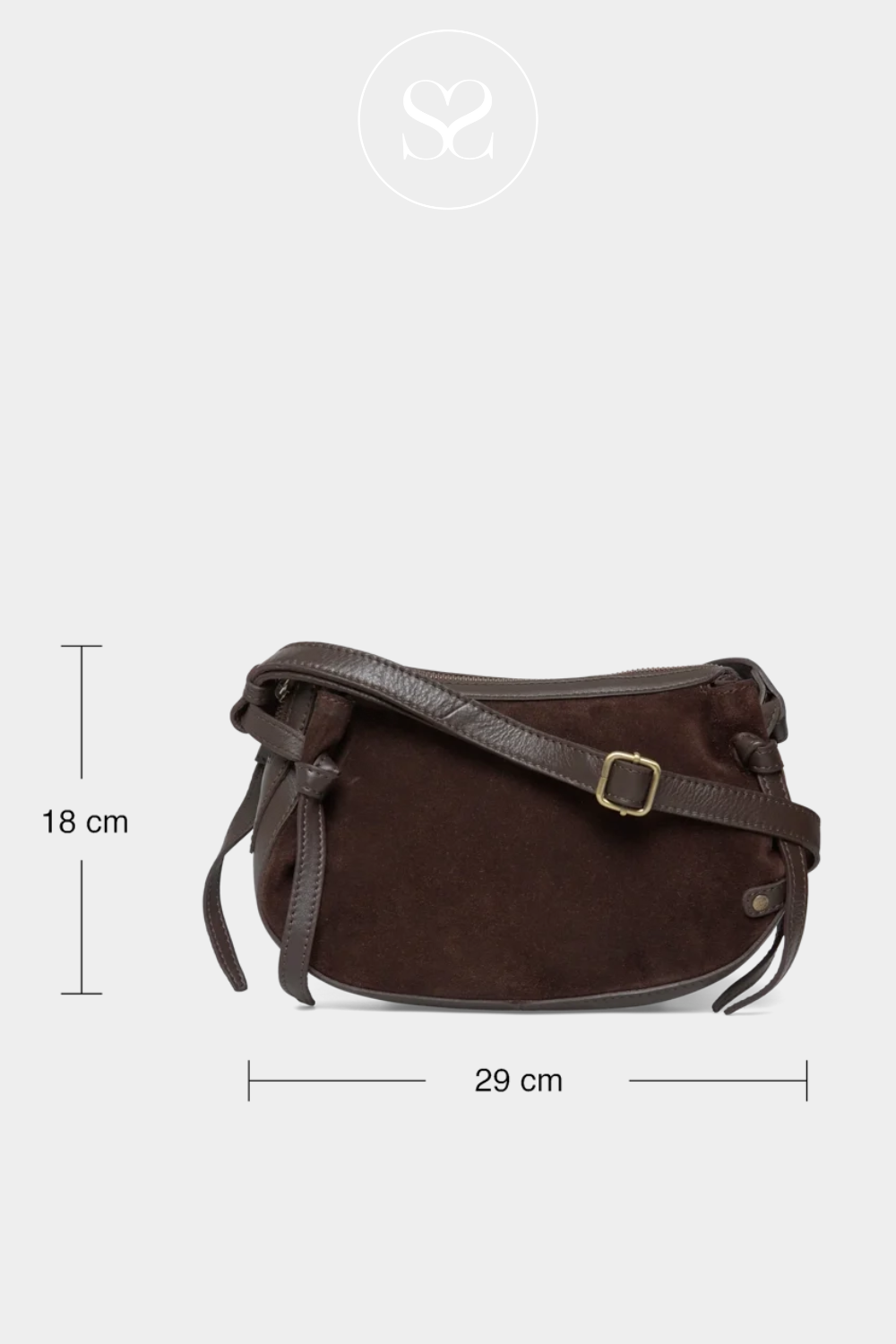 DEPECHE CHOCOLATE BROWN SUEDE CROSSBODY BAG - 16648