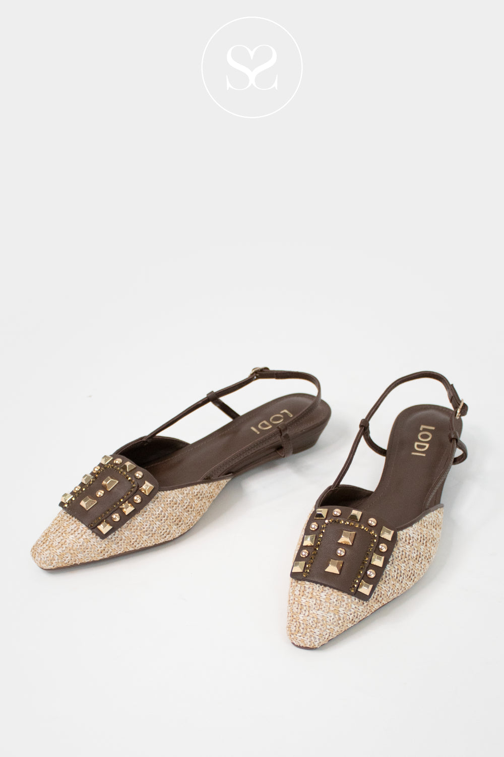 Lodi Brown Aztec Woven Pointed Flats - A-Como Ireland