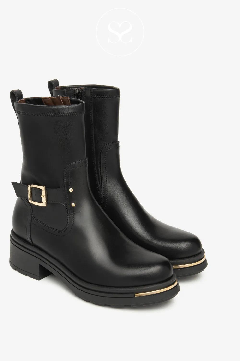 NERO GIARDINI BLACK LEATHER BOOTS WITH SIDE ZIP FOR WOMEN