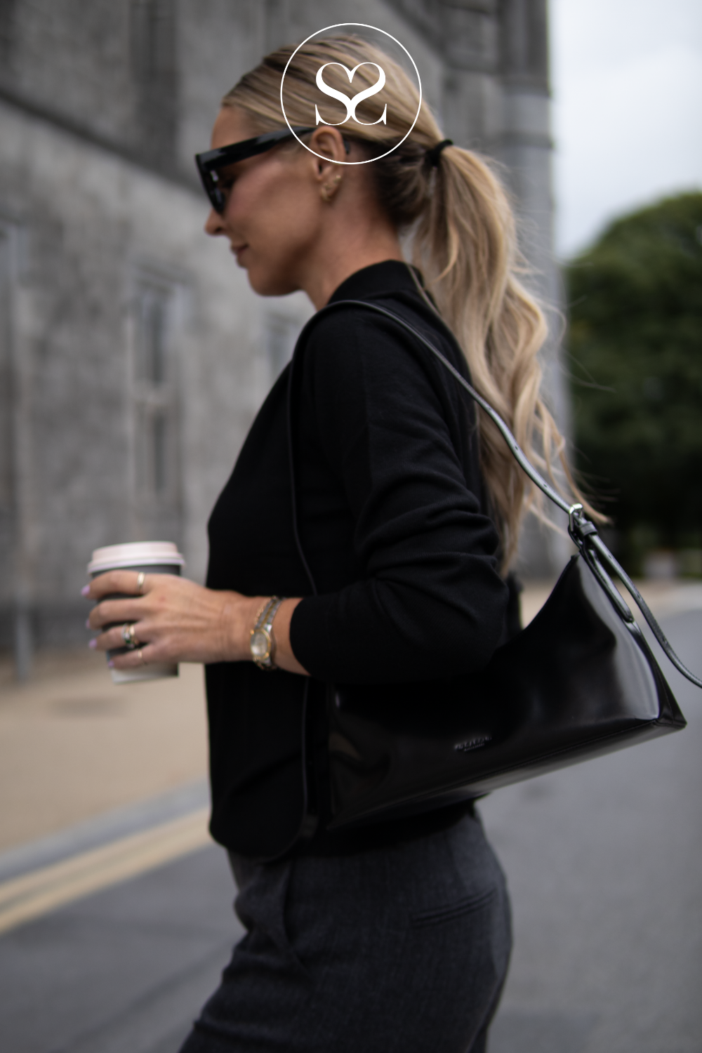 Black Merino Wool Long Sleeve Polo — ME202616L