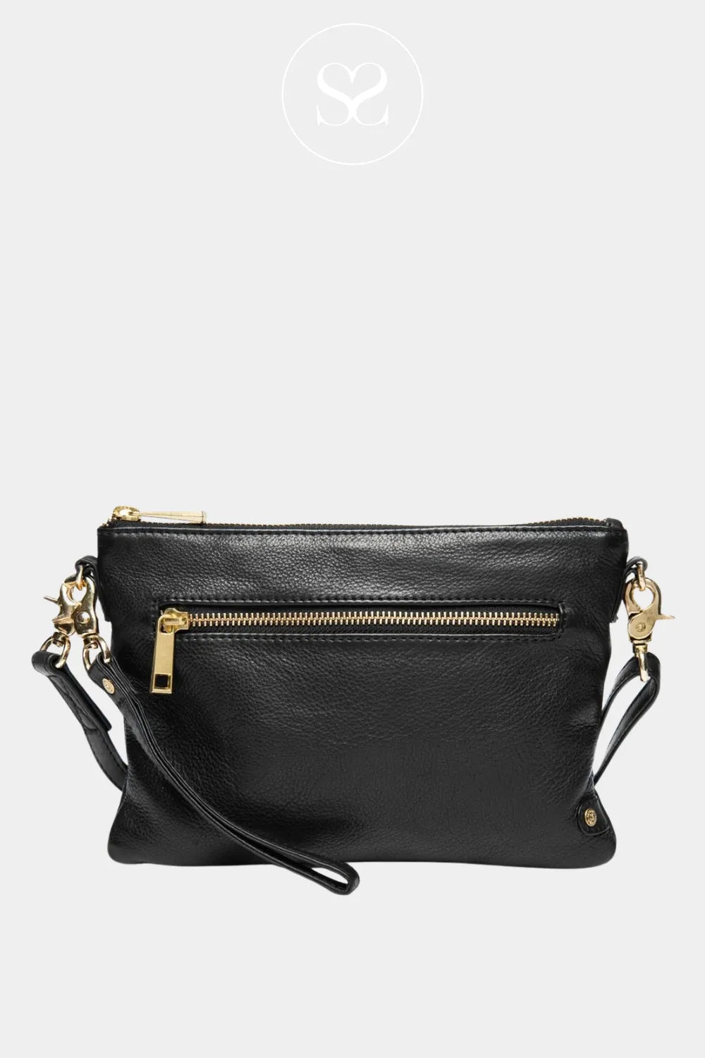 DEPECHE BLACK SMALL CLUTCH LEATHER BAG - 12152