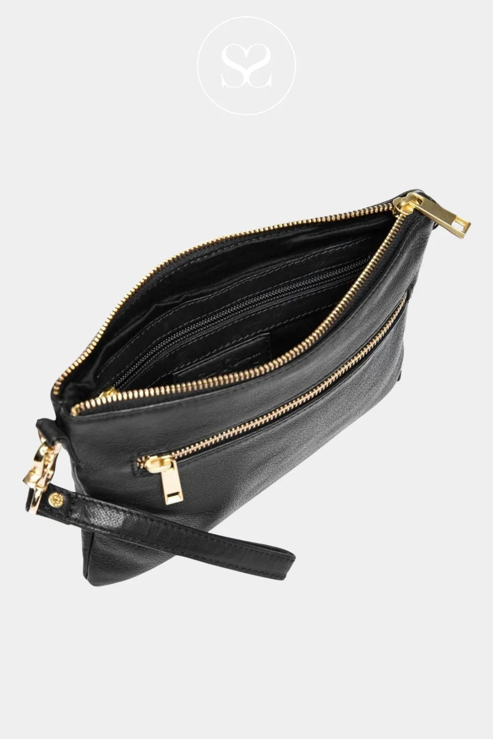 DEPECHE BLACK SMALL CLUTCH LEATHER BAG - 12152 IRELAND