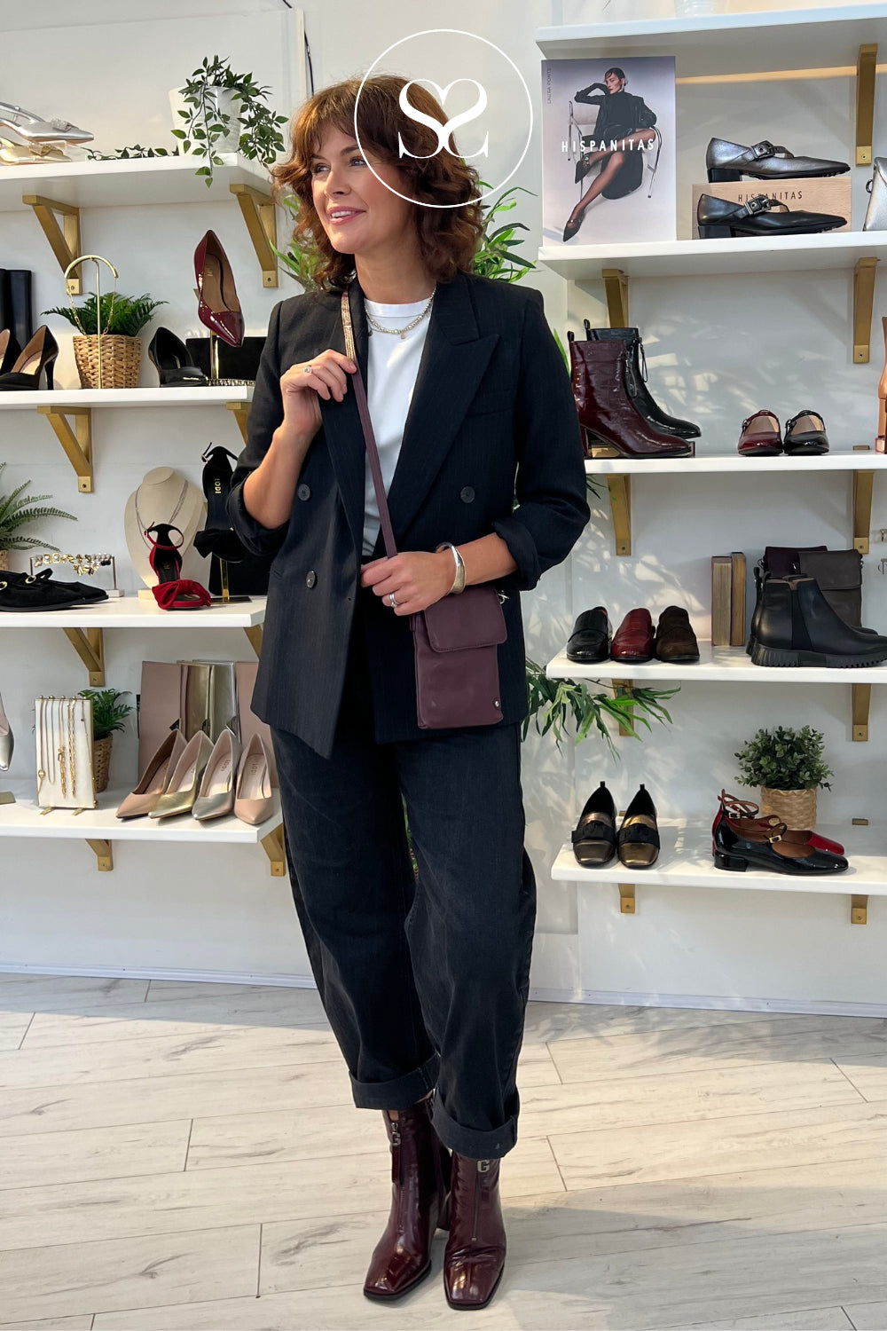 LORETTA VITALE WINE PATENT CROC EFFECT BLOCK HEEL ANKLE BOOTS C9659
