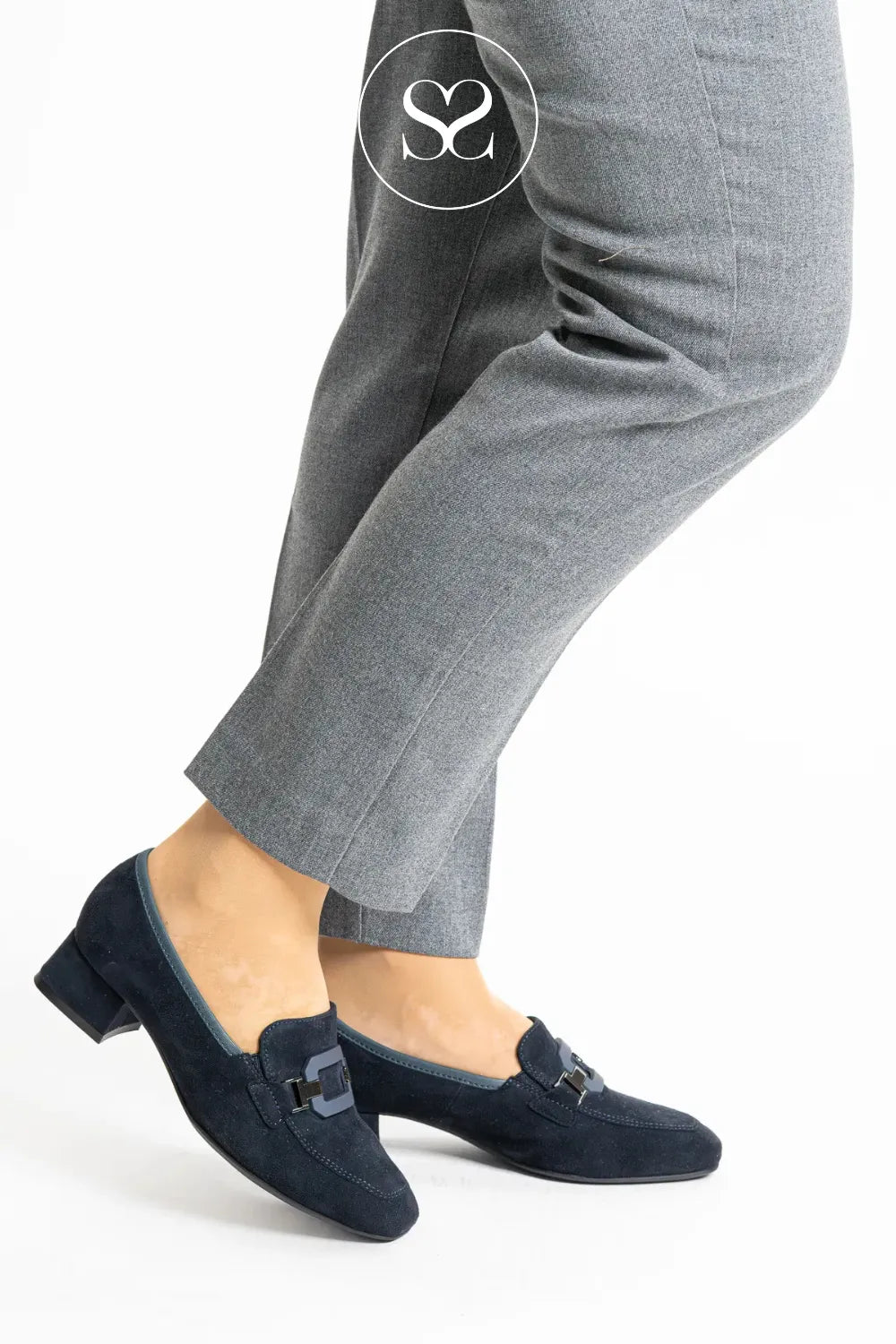 ARA blue suede block heel adies loafer Ireland 12-20432
