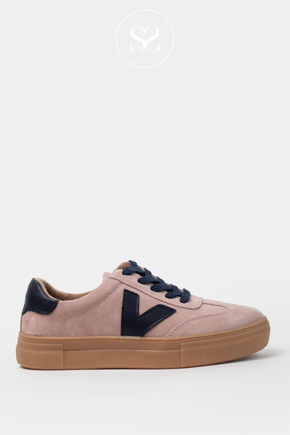 DRILLEYS BLUSH & NAVY PLATFORM TRAINERS - NINETY