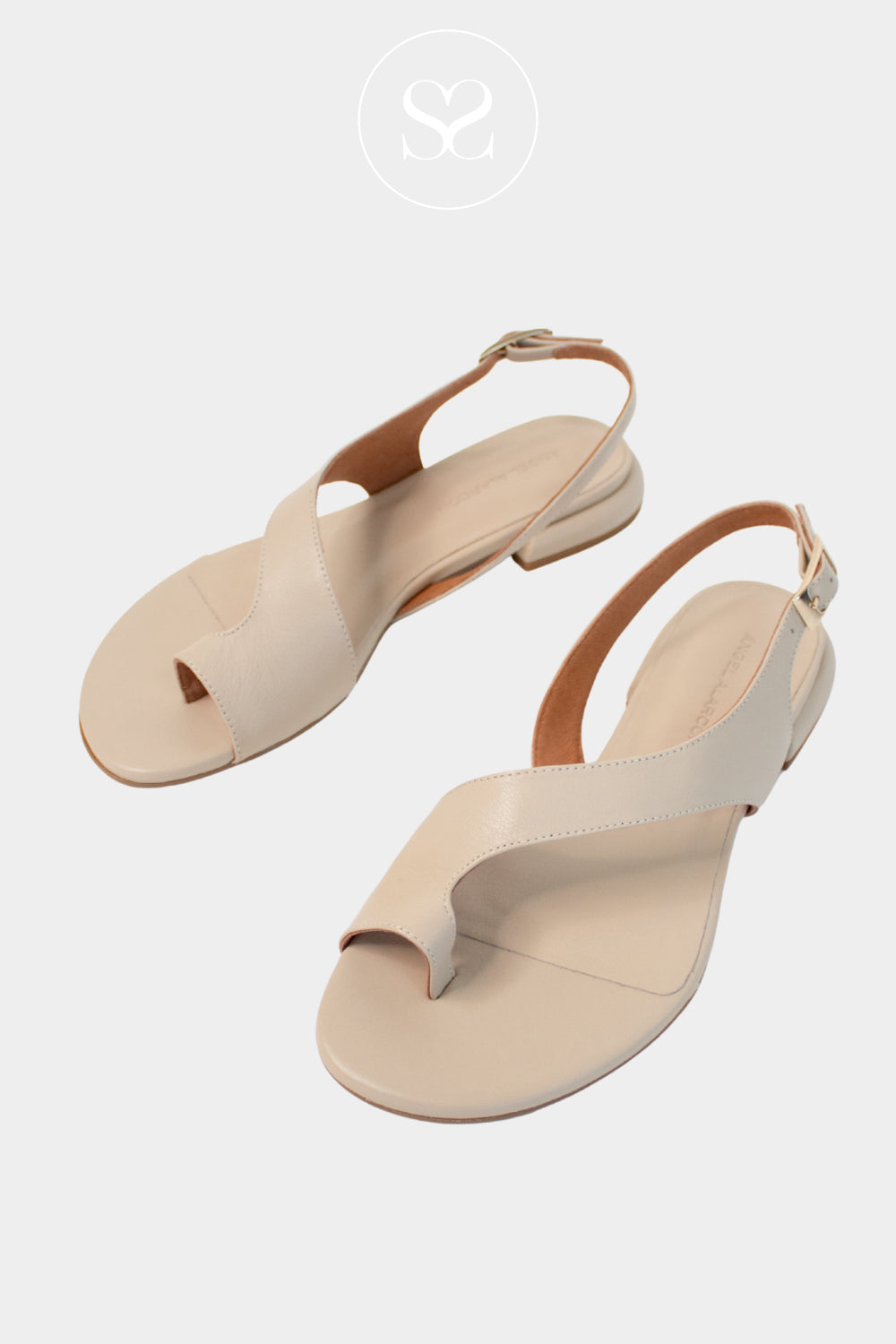 Angel Alarcon Taupe Flat Block heel sandals Morena