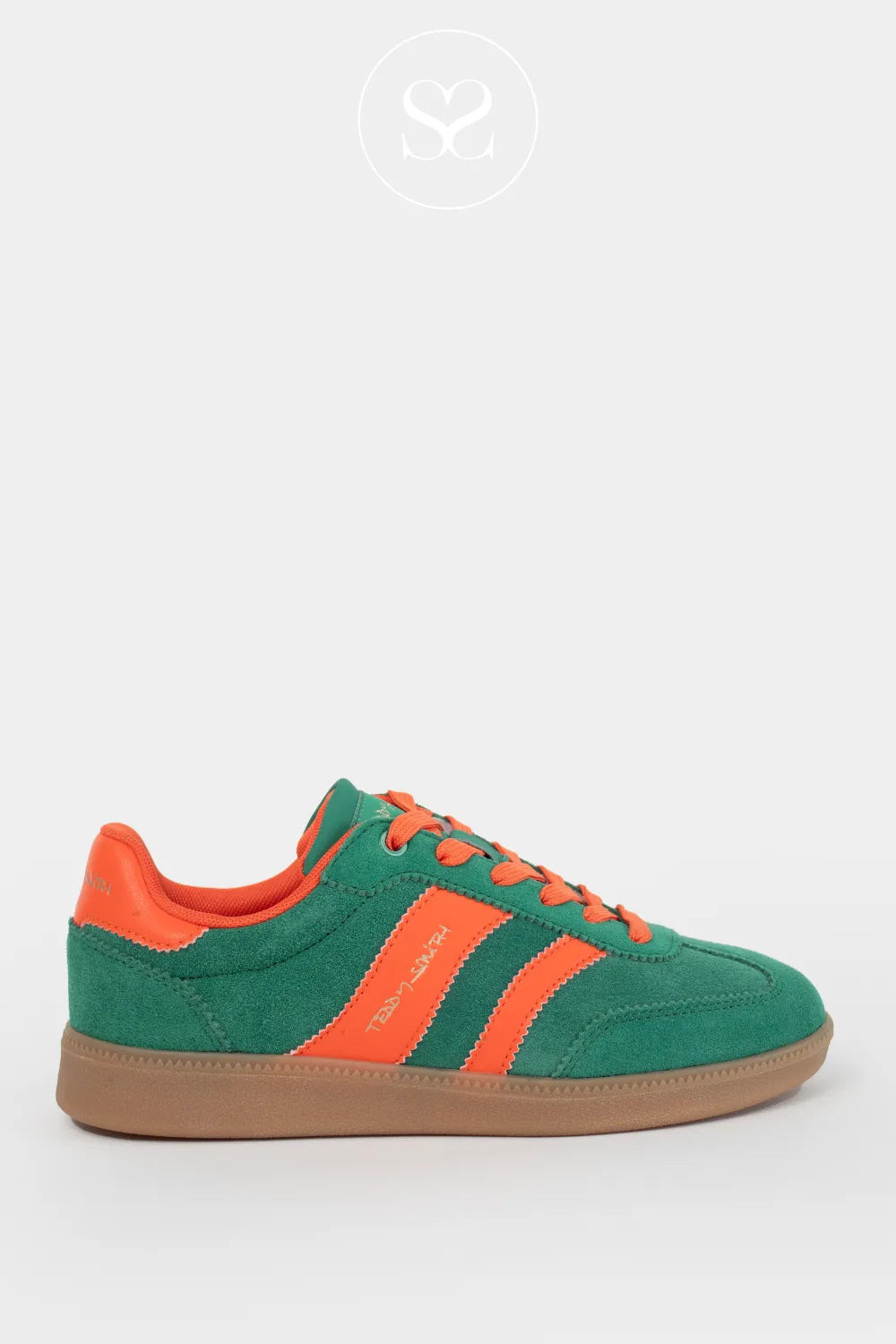 TEDDY SMITH 120235 GREEN/ORANGE RETRO LOW PROFILE TRAINERS