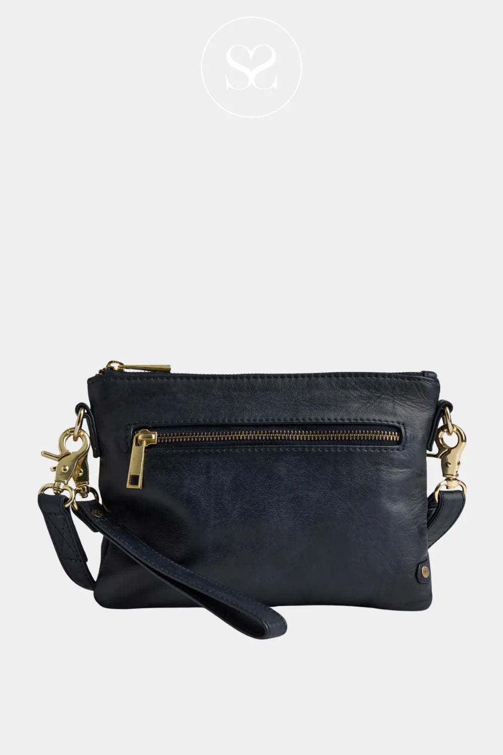 DEPECHE NAVY SMALL CLUTCH LEATHER BAG - 12152