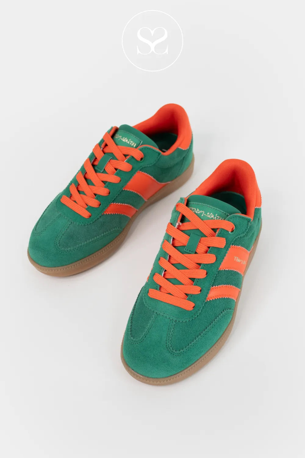 TEDDY SMITH 120235 GREEN/ORANGE RETRO LOW PROFILE TRAINERS