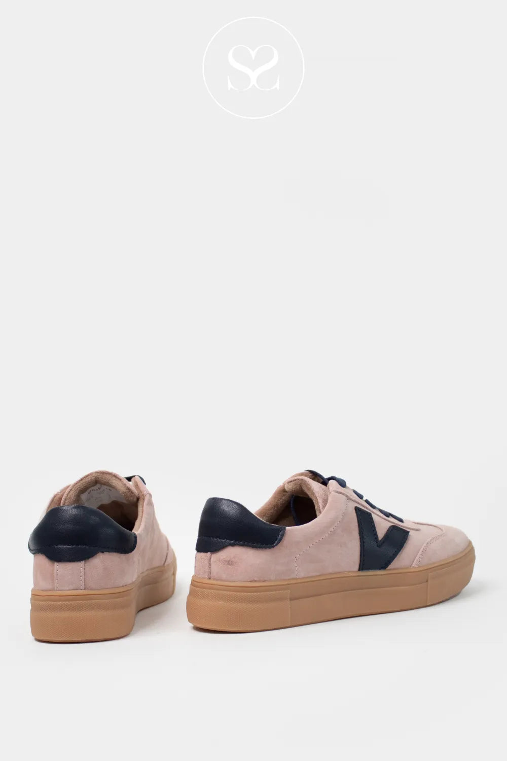 DRILLEYS BLUSH & NAVY PLATFORM TRAINERS - NINETY