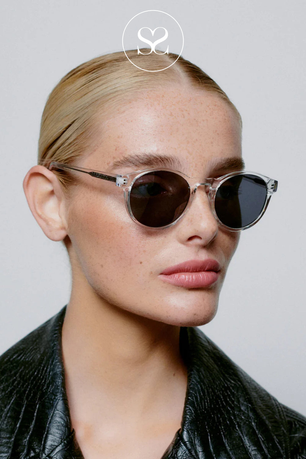 A.KJAERBEDE Crystal White Sunglasses With UV400 Protection