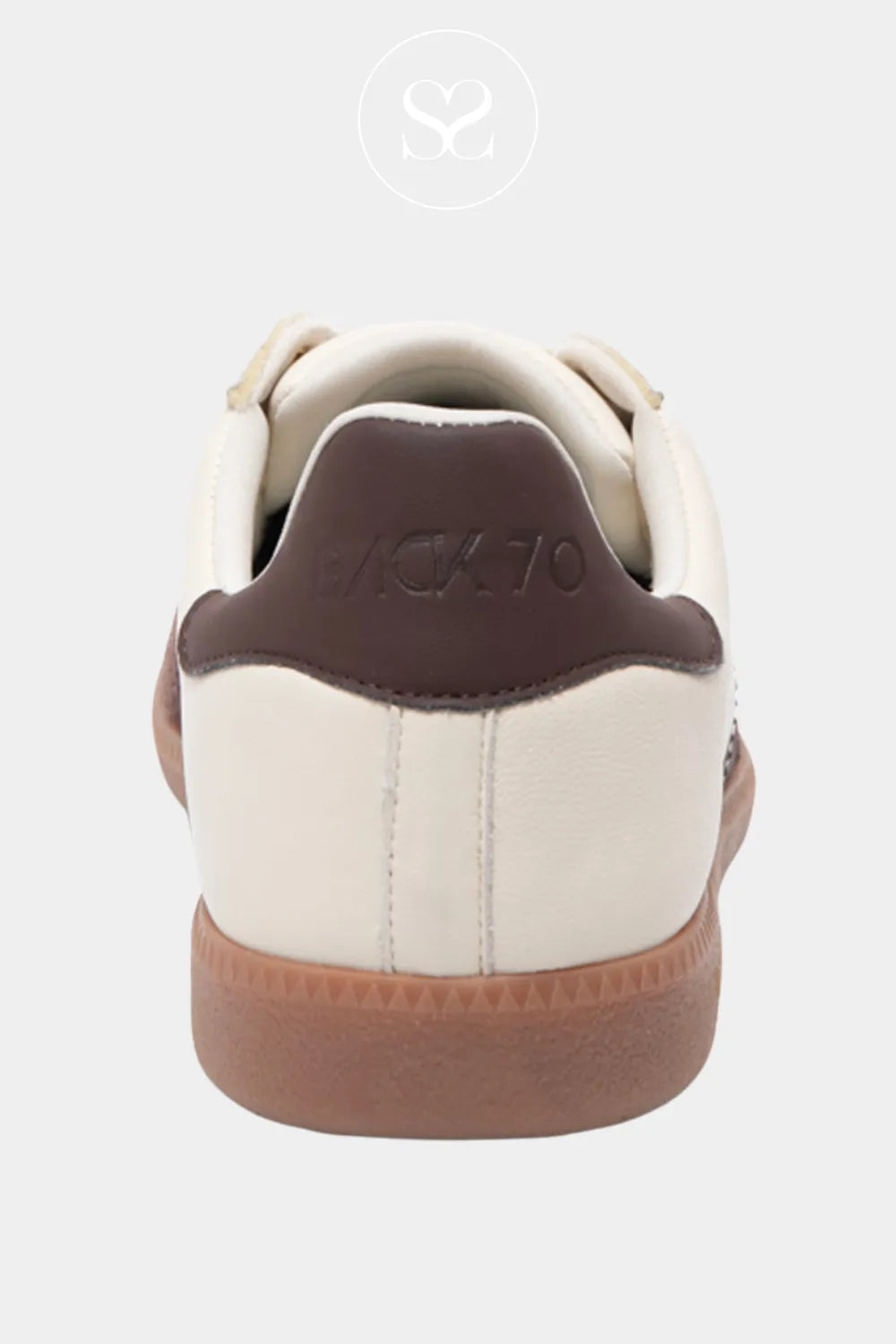 BACK 70 CREAM LEATHER LOW PROFILE TRAINER WITH BROWN ACCENTS - IRELAND