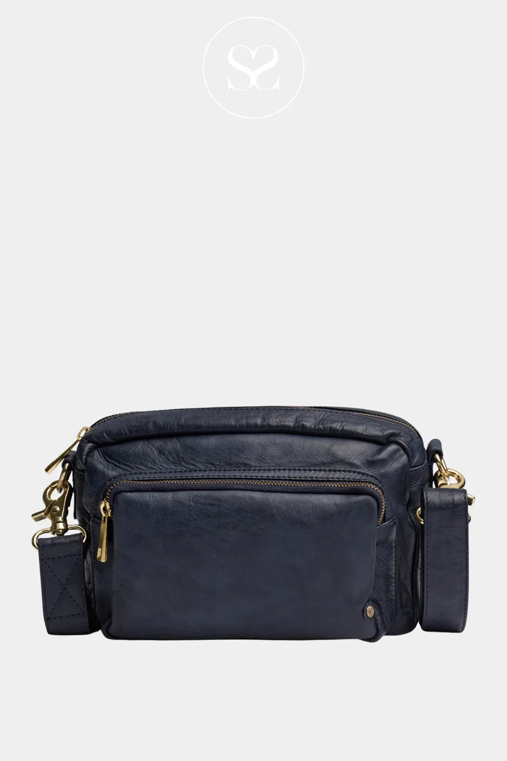 DEPECHE NAVY LEATHER CROSSBODY BAG - 14132