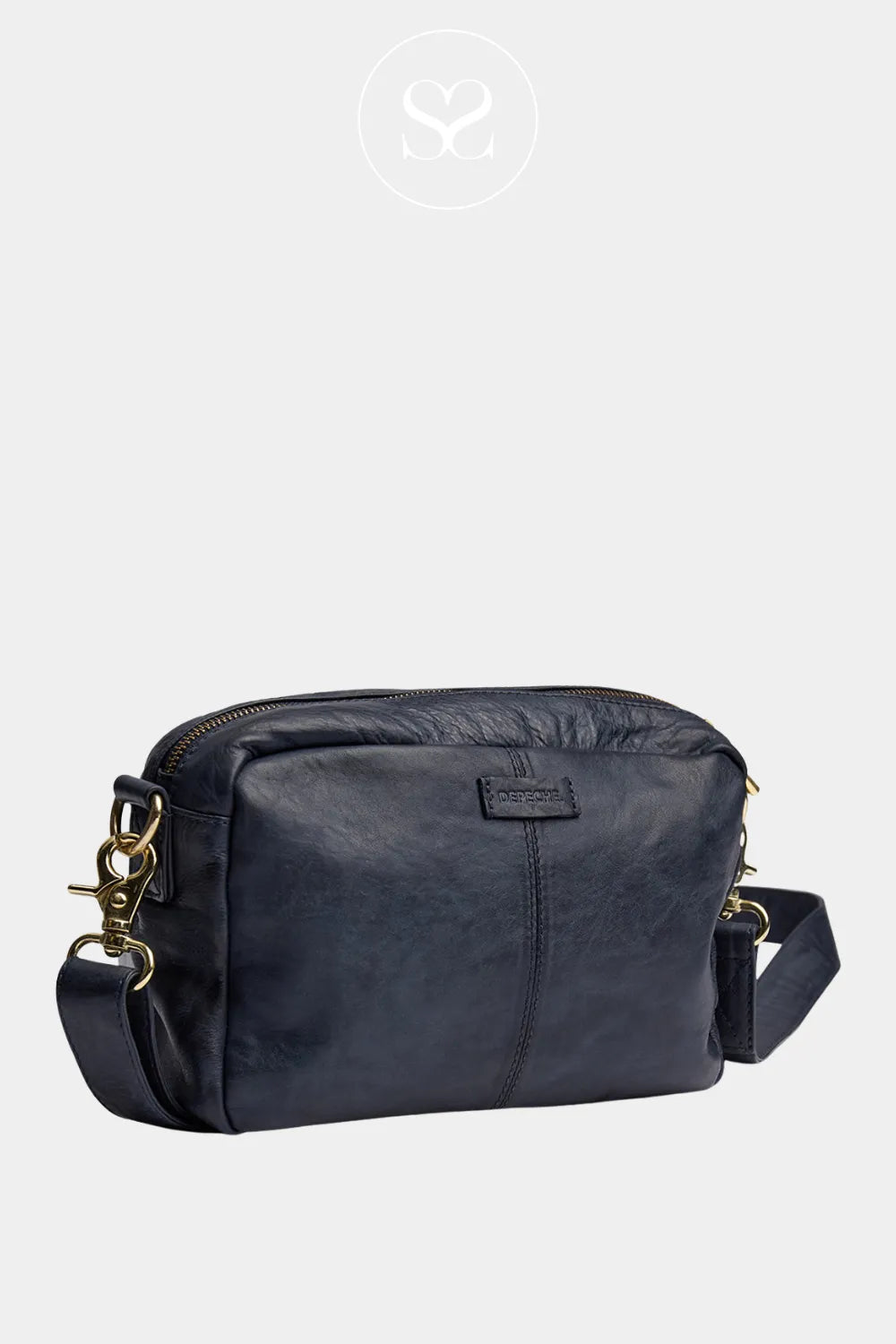 DEPECHE NAVY LEATHER CROSSBODY BAG - 14132
