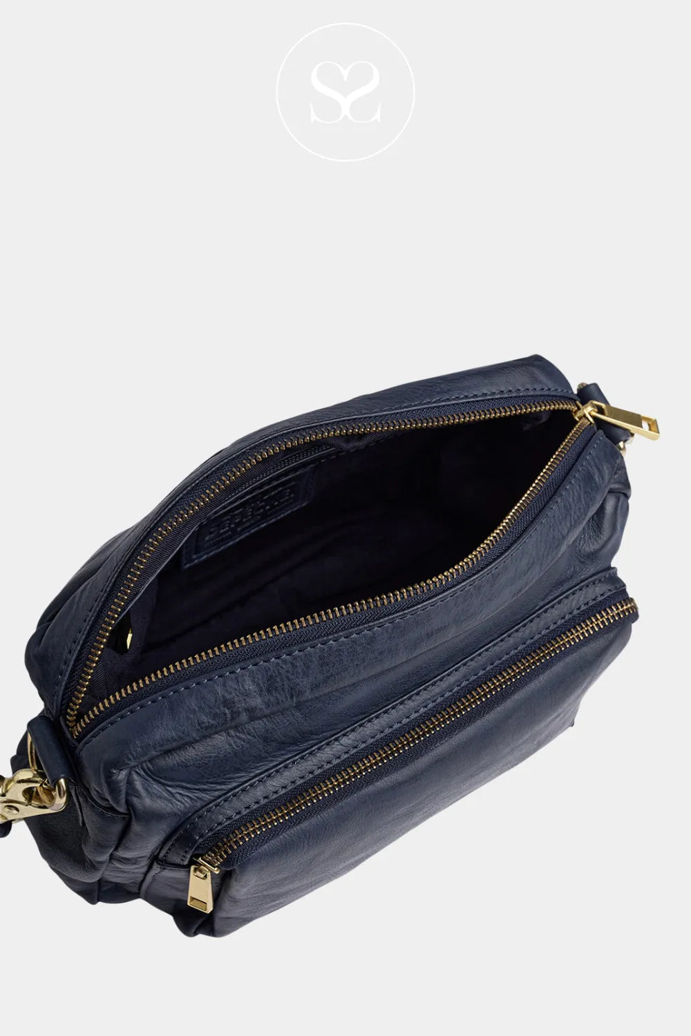 DEPECHE NAVY LEATHER CROSSBODY BAG - 14132