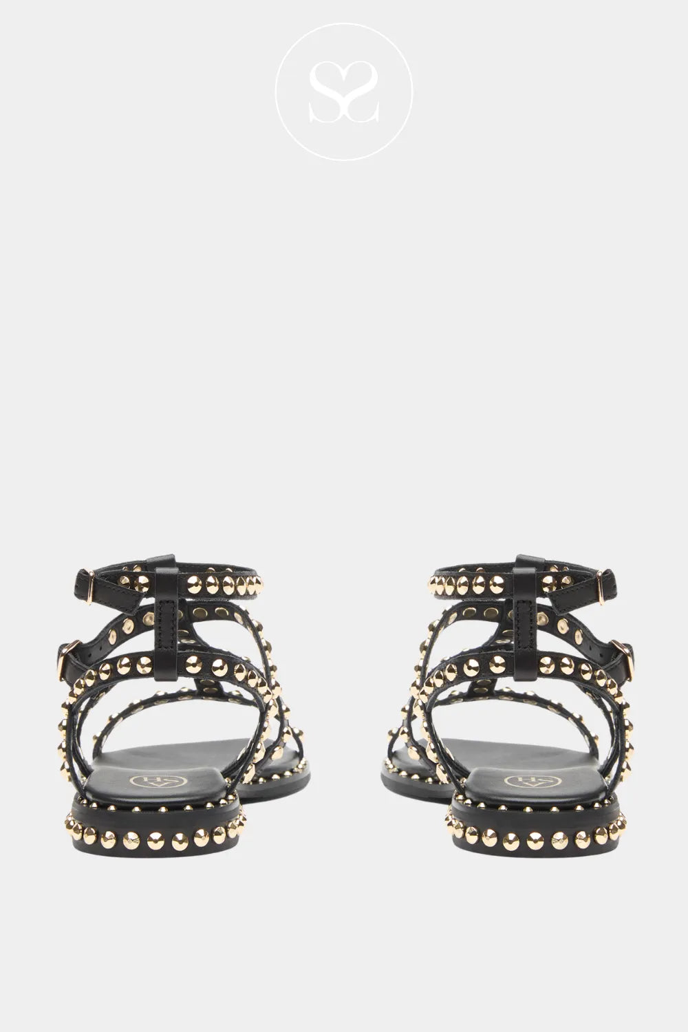 Ash Black Studded Gladiator Sandals - Precious
