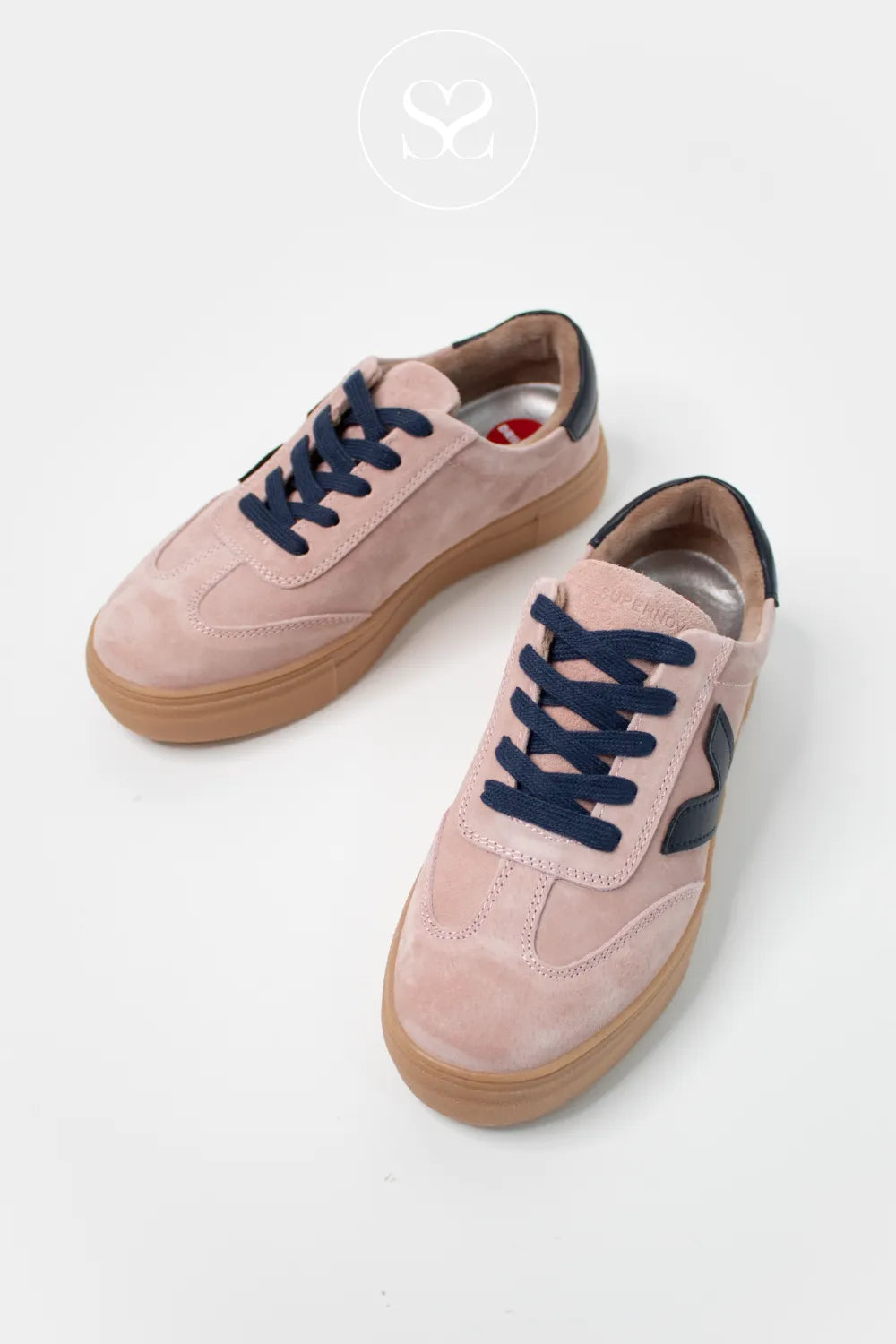 DRILLEYS BLUSH & NAVY PLATFORM TRAINERS - NINETY