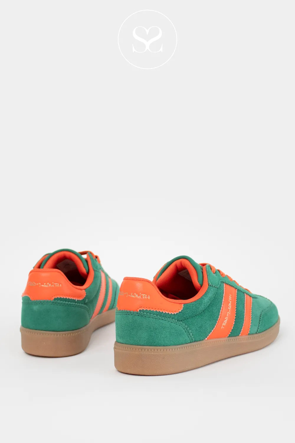 TEDDY SMITH 120235 GREEN/ORANGE RETRO LOW PROFILE TRAINERS FOR WOMEN