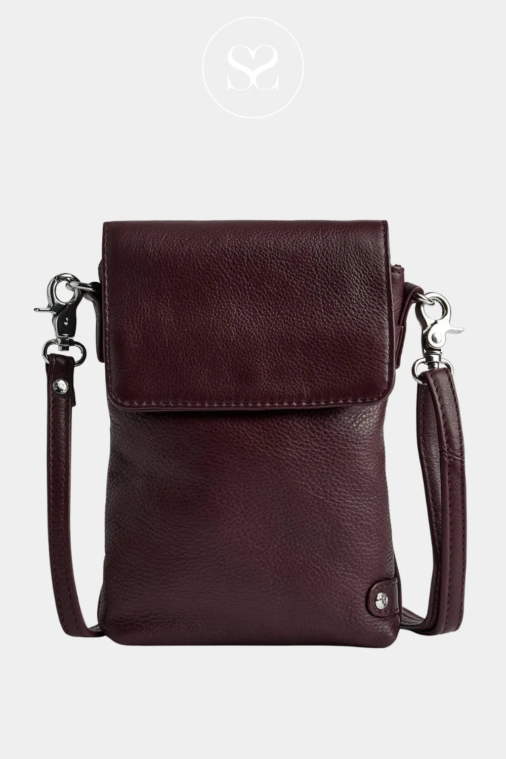 DEPECHE BURGUNDY LEATHER PHONE BAG - 16044