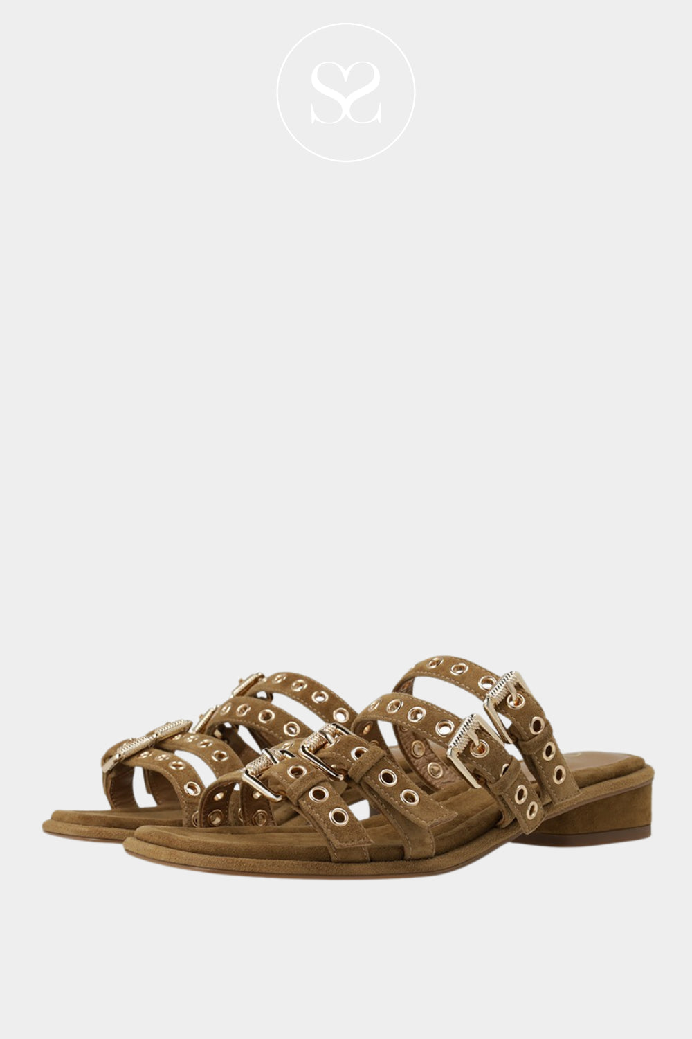 Lodi Camel Suede Slip-on Sandals - A-Perseo