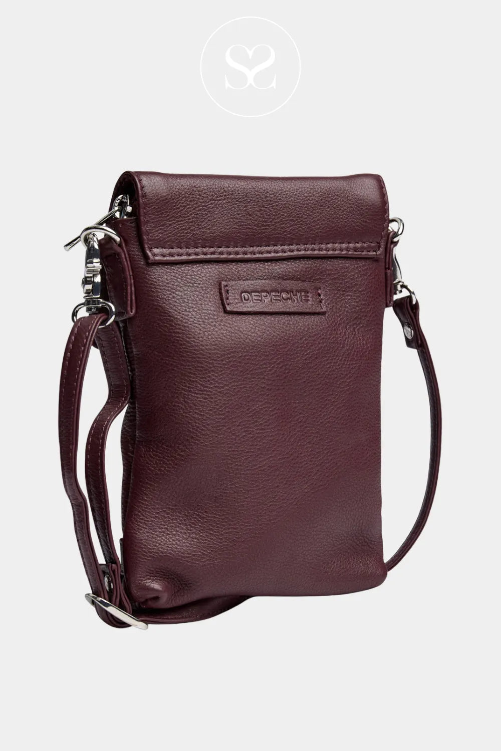 DEPECHE BURGUNDY LEATHER PHONE BAG - 16044 IRELAND
