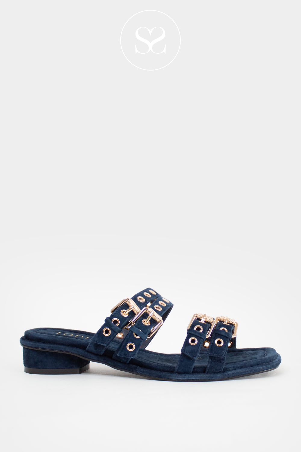 Lodi Navy Suede Slip-on Sandals - A-Perseo Ireland