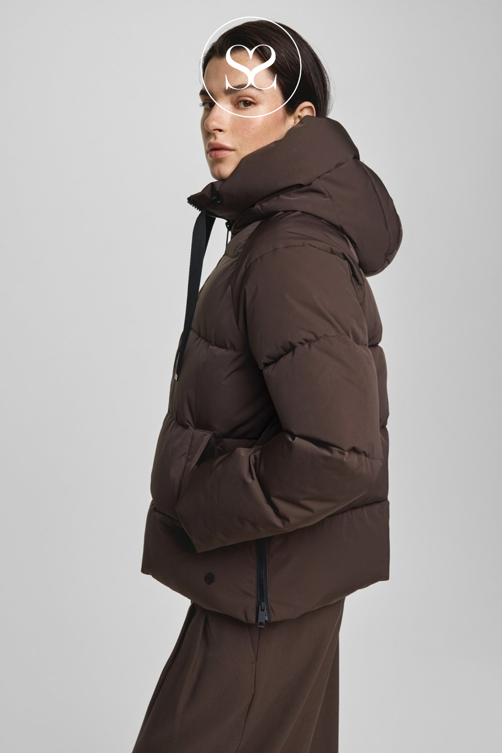 MSCH Copenhagen Brown Short Puffer Jacket - Pavinaria