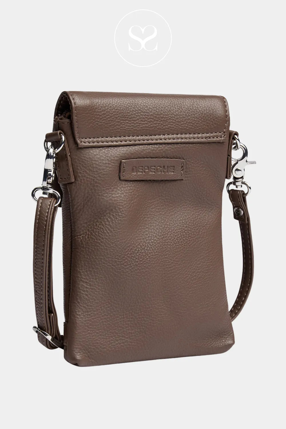 DEPECHE DARK TAUPE LEATHER PHONE BAG - 16044 IRELAND