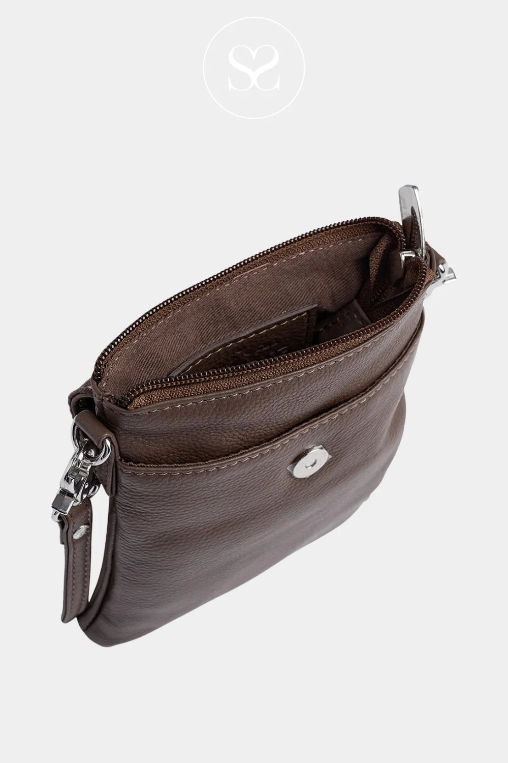 DEPECHE DARK TAUPE LEATHER PHONE BAG - 16044