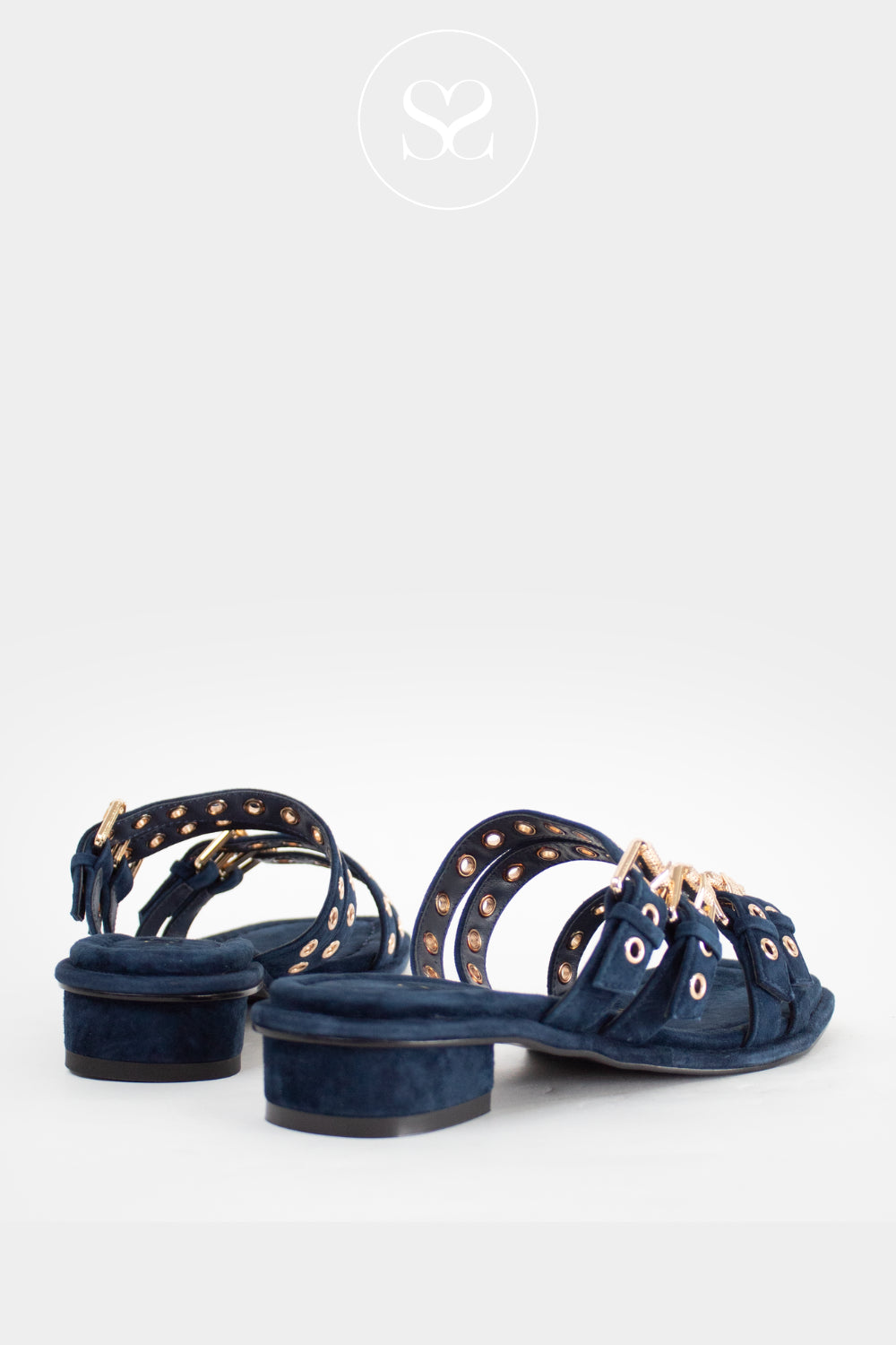 Lodi Navy Suede Slip-on Sandals - A-Perseo
