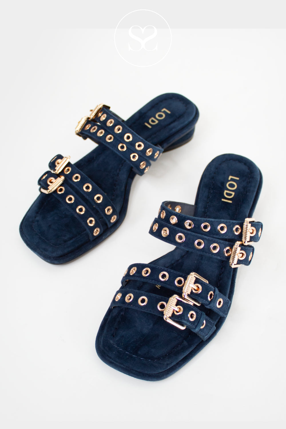 Lodi Navy Suede Slip-on Sandals - A-Perseo