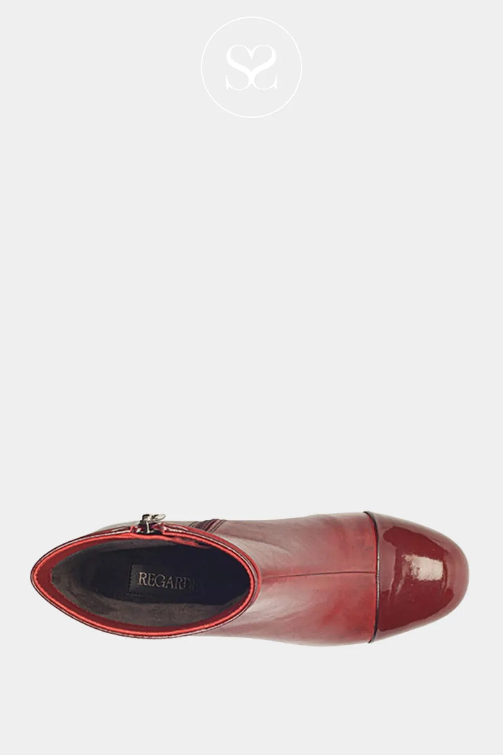 REGARDE LE CIEL WINE LEATHER ANKLE BOOT FOR WOMEN MYA-01 WITH INSIDE ZIP FOR CLOSURE 