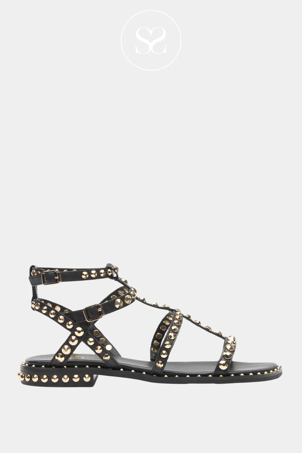Ash Black Studded Gladiator Sandals - Precious ireland 