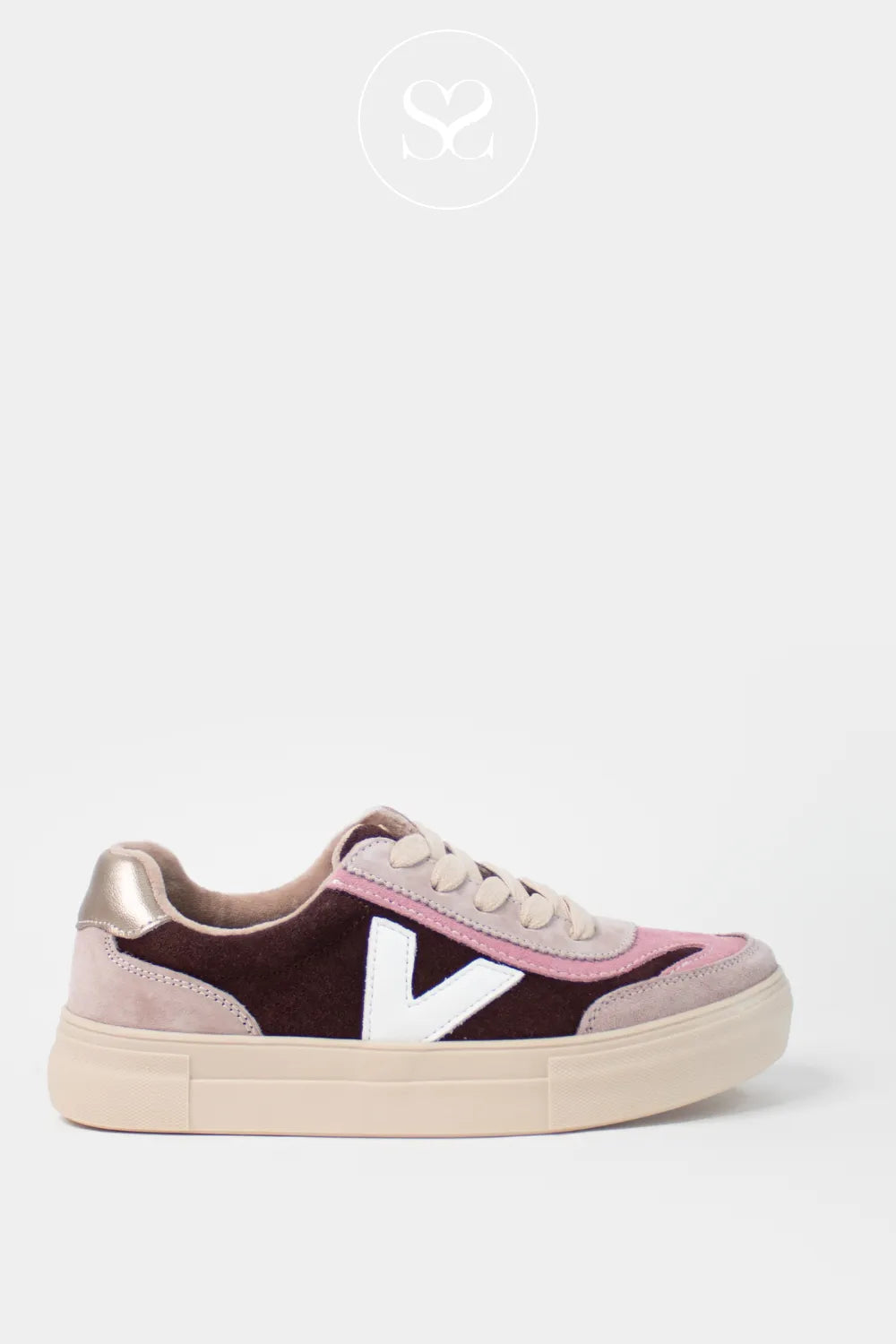 DRILLEYS WINE (BLOODIED) FLATFORM LACE UP TRAINERS EIGHTY